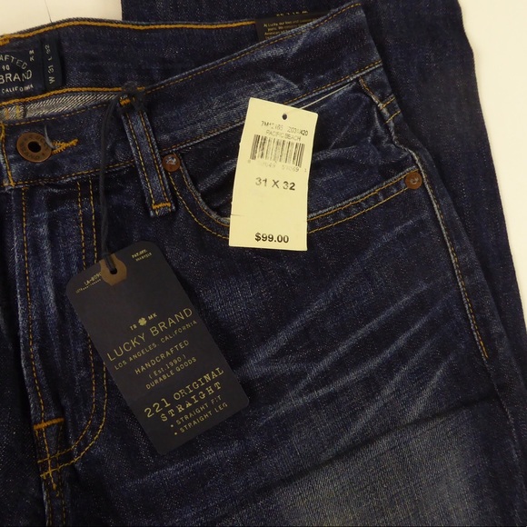 Lucky Brand 221 Original Straight Denim Jeans NWT Whiskered / Distressing - Picture 5 of 9